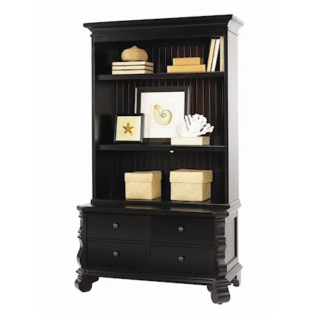 Cobble Island File Cabinet and Hutch with Two Shelves and Two File Drawers